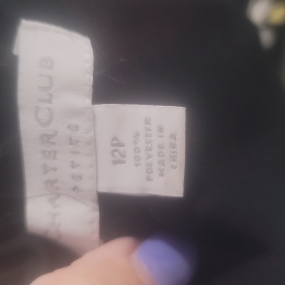 charter club petite sheer floral off shoulder smocked blouse top 12 black pink - Picture 3 of 7